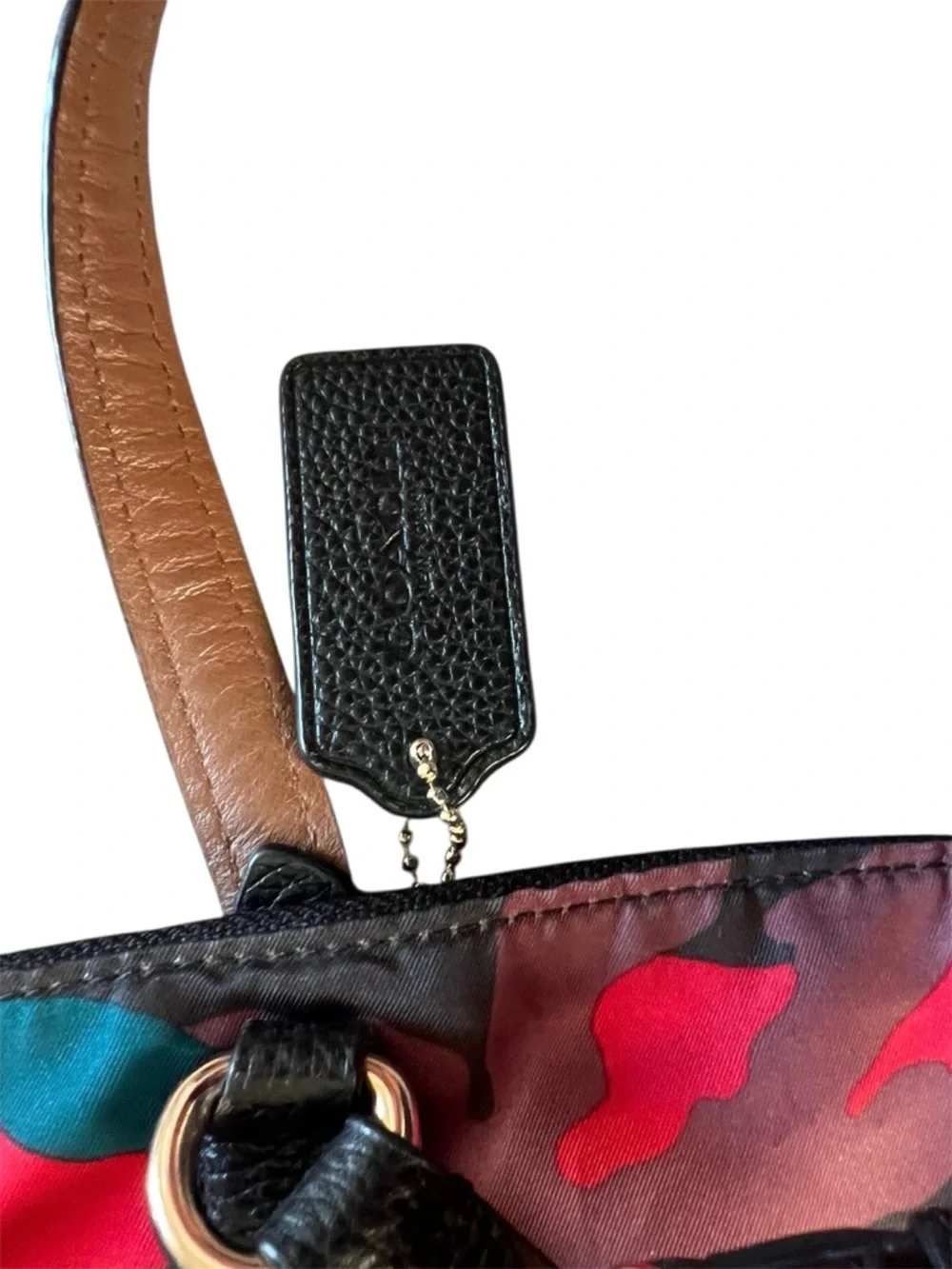 Coach MultiColor Camouflage Nylon and Leather Satchel